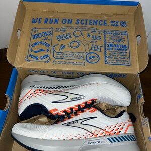 Brooks Levitate GTS 5 White and Orange Athletic Shoes